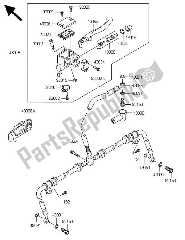 Todas as partes de Cilindro Mestre Dianteiro do Kawasaki Brute Force 750 4X4I Epshef 2014