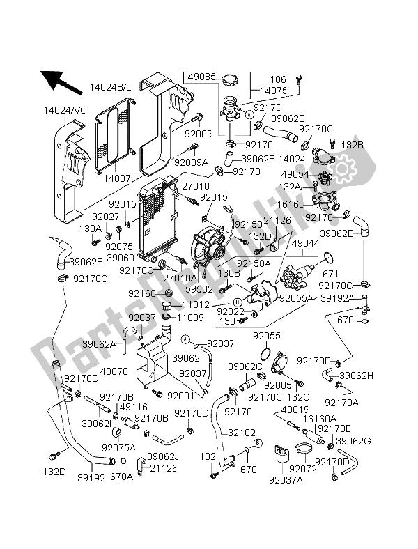 Tutte le parti per il Termosifone del Kawasaki EL 252 1996