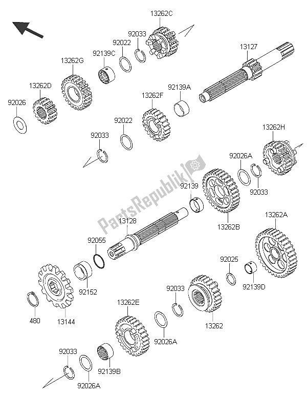 Toutes les pièces pour le Transmission du Kawasaki KLX 125 2016