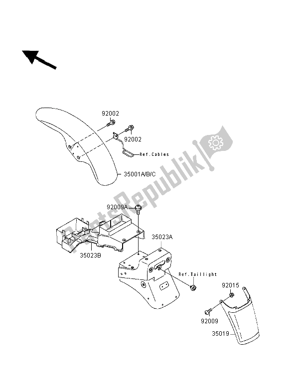 Tutte le parti per il Parabordi del Kawasaki Zephyr 550 1998