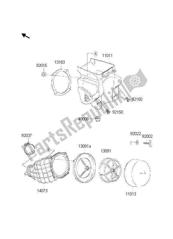 All parts for the Air Cleaner of the Kawasaki KX 500 2002