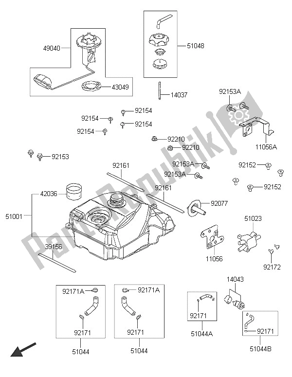 Todas las partes para Depósito De Combustible de Kawasaki Brute Force 300 2016