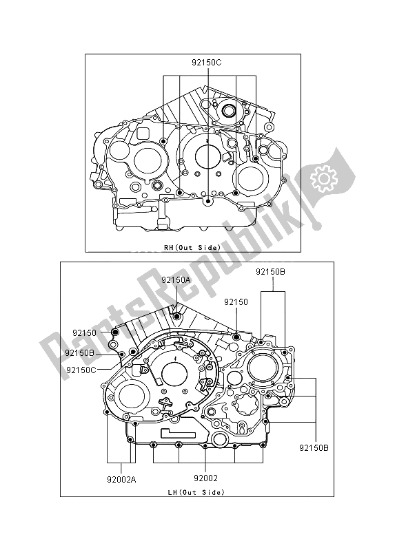 Toutes les pièces pour le Modèle De Boulon De Carter du Kawasaki VN 1600 Mean Streak 2006