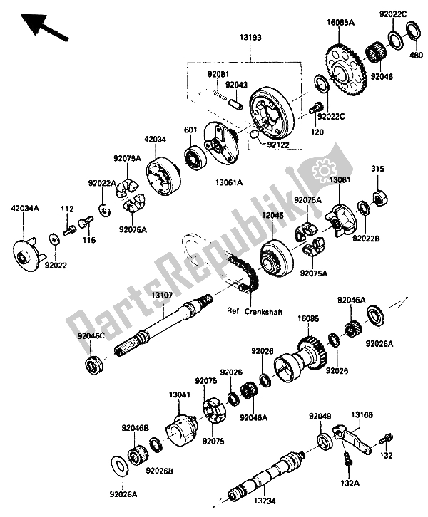 Tutte le parti per il Equilibratore del Kawasaki GPZ 750R 1985