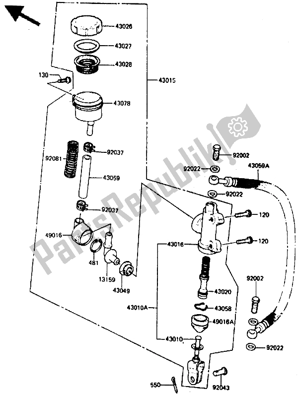 Toutes les pièces pour le Maître-cylindre Arrière du Kawasaki GPZ 750 1985