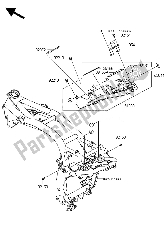 Alle onderdelen voor de Batterijhouder van de Kawasaki Z 750 2007