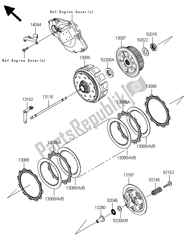 All parts for the Clutch of the Kawasaki KX 450F 2008