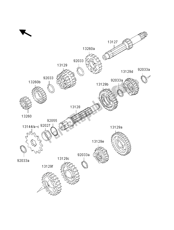 All parts for the Transmission of the Kawasaki KX 80 SW LW 2000