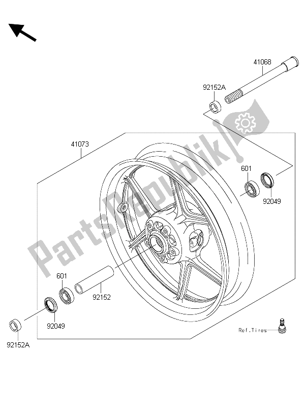 Todas las partes para Buje Delantero de Kawasaki Z 1000 2015