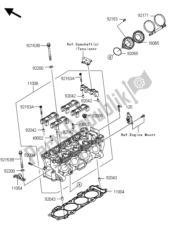 Tutte le parti per il Testata del Kawasaki Ninja ZX 10R 1000 2010