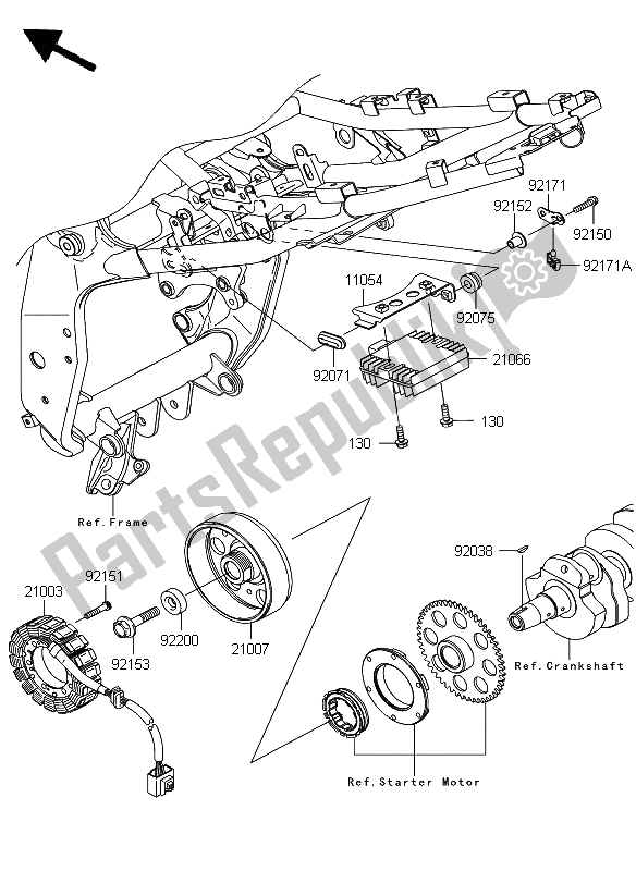 Alle onderdelen voor de Generator van de Kawasaki Z 750 2008