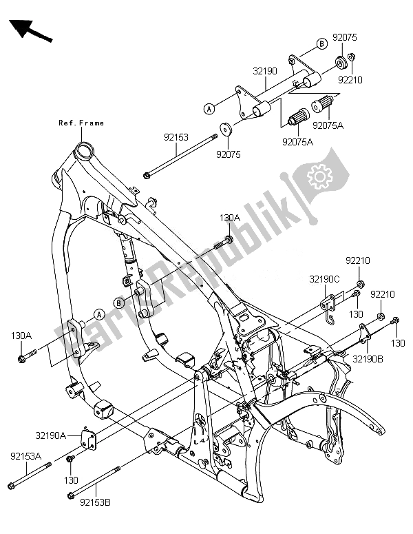 All parts for the Engine Mount of the Kawasaki VN 900 Classic 2014