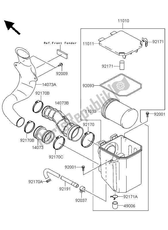 Toutes les pièces pour le Purificateur D'air du Kawasaki KVF 360 2003