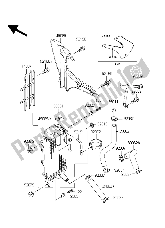 Todas las partes para Radiador de Kawasaki KX 80 SW LW 1999