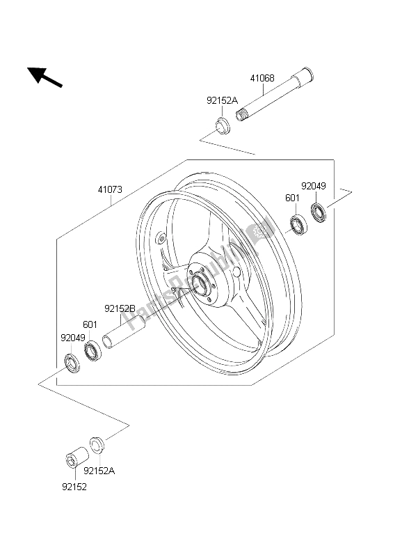 Tutte le parti per il Mozzo Anteriore del Kawasaki Ninja ZX 6 RR 600 2004