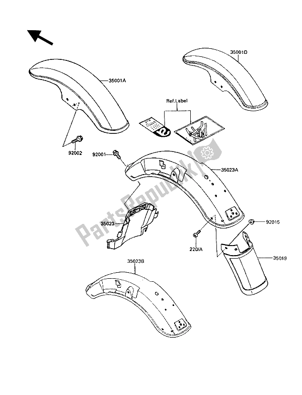 All parts for the Fenders of the Kawasaki VN 750 Twin 1987