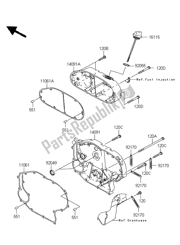 Todas las partes para Cubierta Del Motor Derecha de Kawasaki VN 2000 Classic 2009