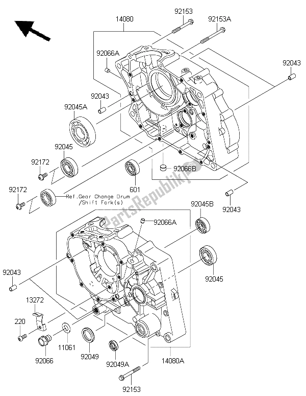 Tutte le parti per il Carter del Kawasaki KLX 125 2015