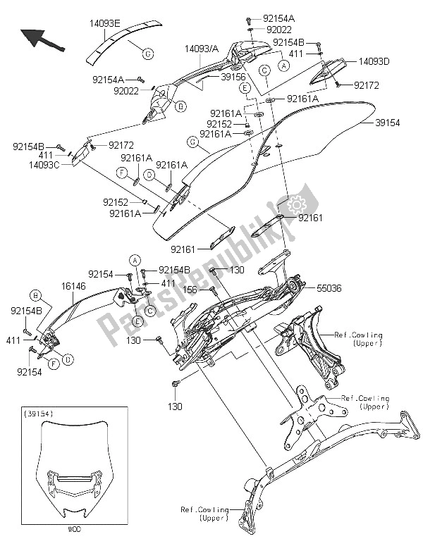 All parts for the Windshield of the Kawasaki 1400 GTR ABS 2016