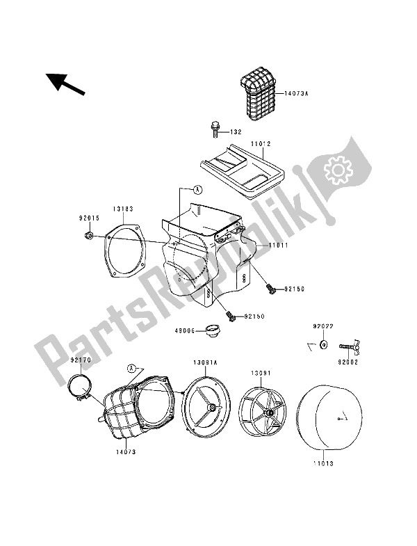 Alle onderdelen voor de Luchtfilter van de Kawasaki KDX 200 1994