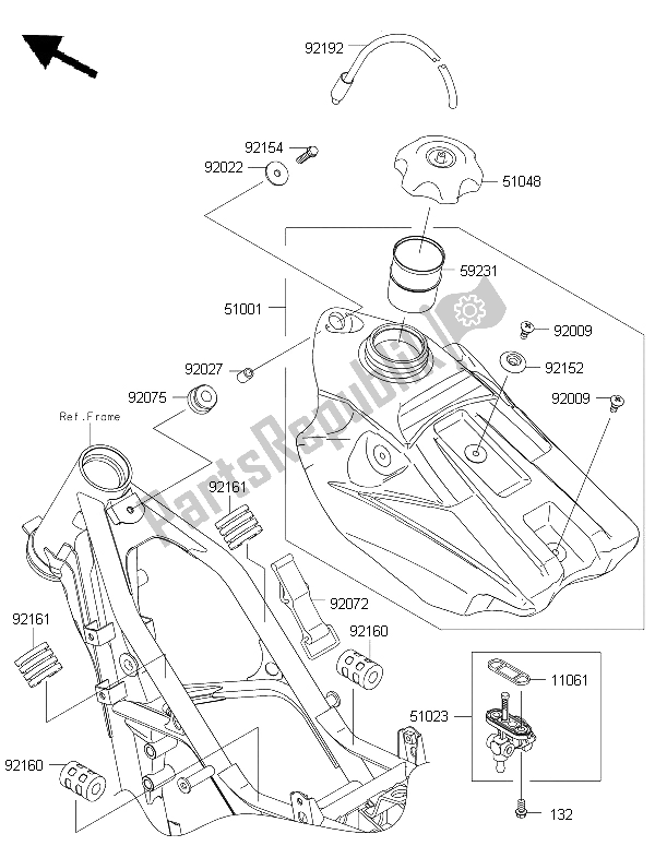 Todas las partes para Depósito De Combustible de Kawasaki KX 85 SW 2015 Todas las partes para Depósito De Combustible de Kawasaki KX 85 SW 2015