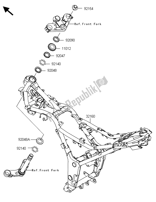 All parts for the Frame of the Kawasaki Ninja 300 ABS 2013