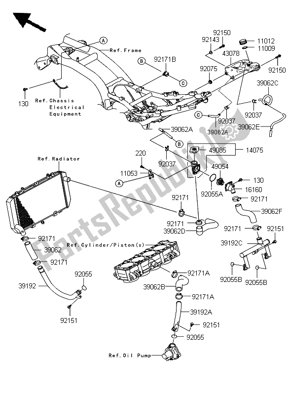 Toutes les pièces pour le Conduite D'eau du Kawasaki Z 750 ABS 2007