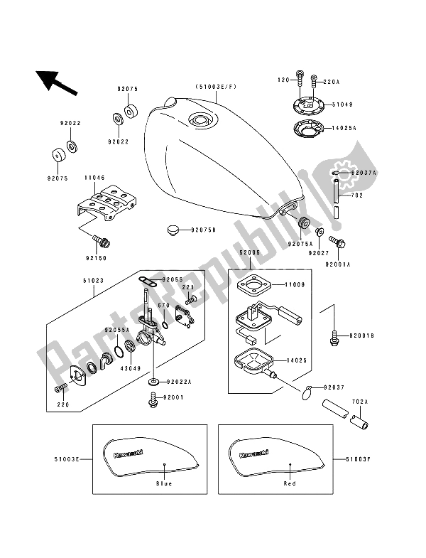 Todas as partes de Tanque De Combustível do Kawasaki Zephyr 550 1992