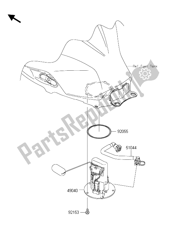 All parts for the Fuel Pump of the Kawasaki Ninja 300 2015