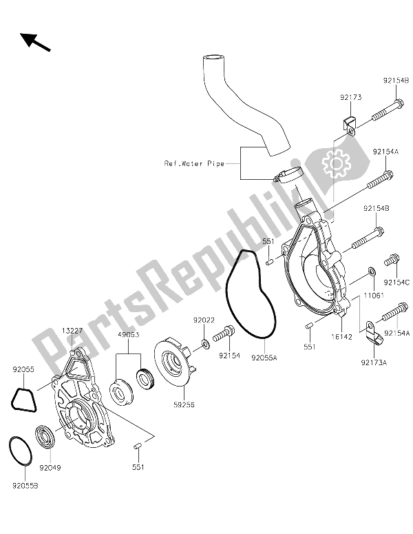 All parts for the Water Pump of the Kawasaki Vulcan S ABS 650 2015