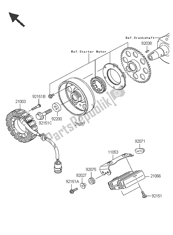 Todas las partes para Generador de Kawasaki Z 1000 2005