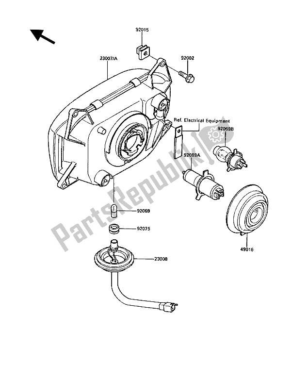 All parts for the Headlight(s) of the Kawasaki 1000 GTR 1987
