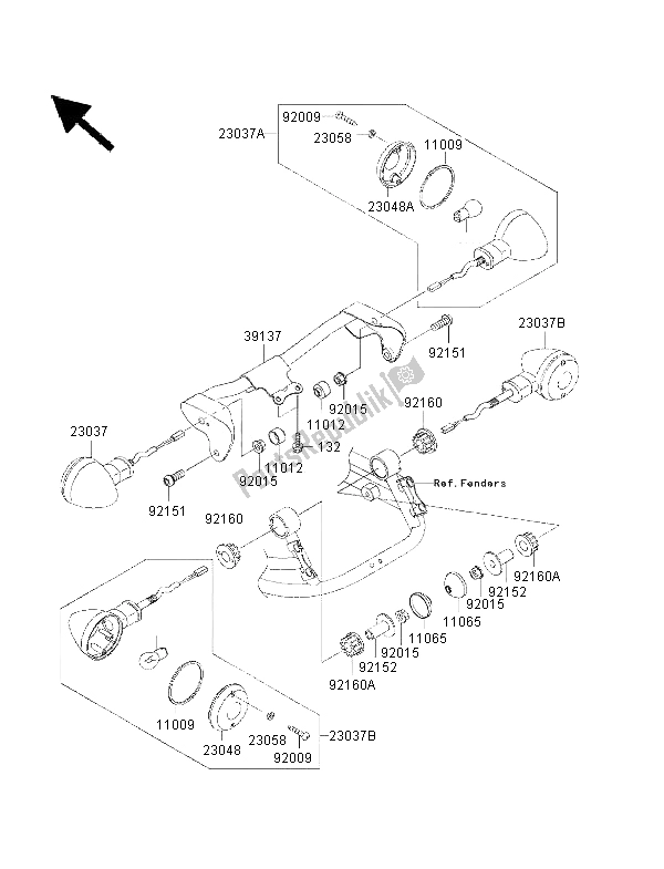 Alle onderdelen voor de Richtingaanwijzers van de Kawasaki VN 1500 Drifter 2002