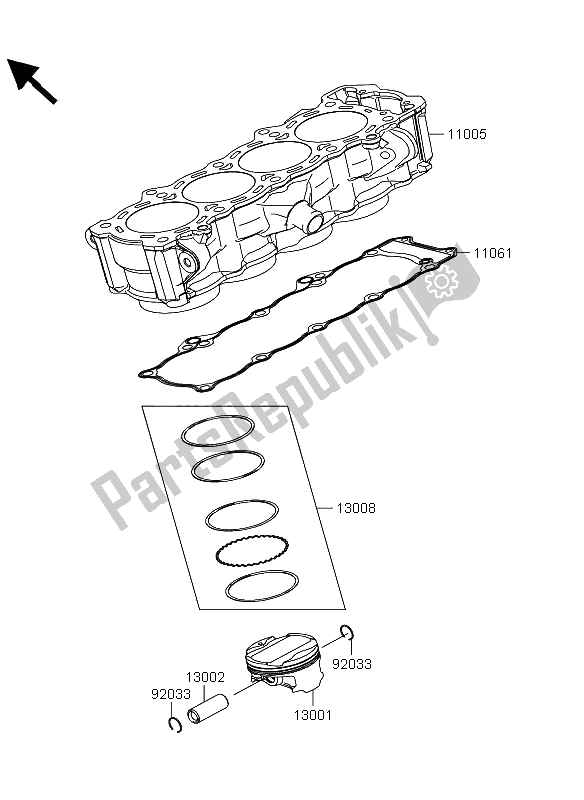 Toutes les pièces pour le Cylindre Et Piston (s) du Kawasaki Versys 1000 2013