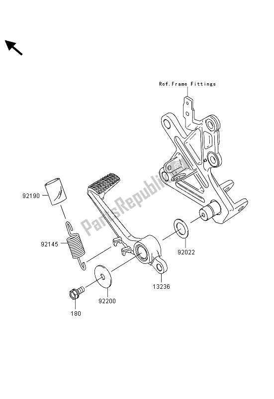 All parts for the Brake Pedal of the Kawasaki Ninja ZX 10R ABS 1000 2013