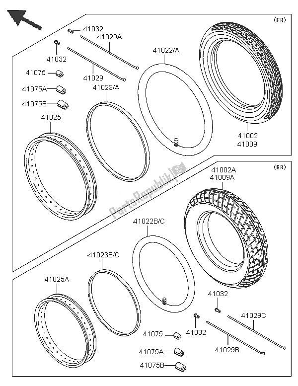 Tutte le parti per il Pneumatici del Kawasaki KLE 500 2005