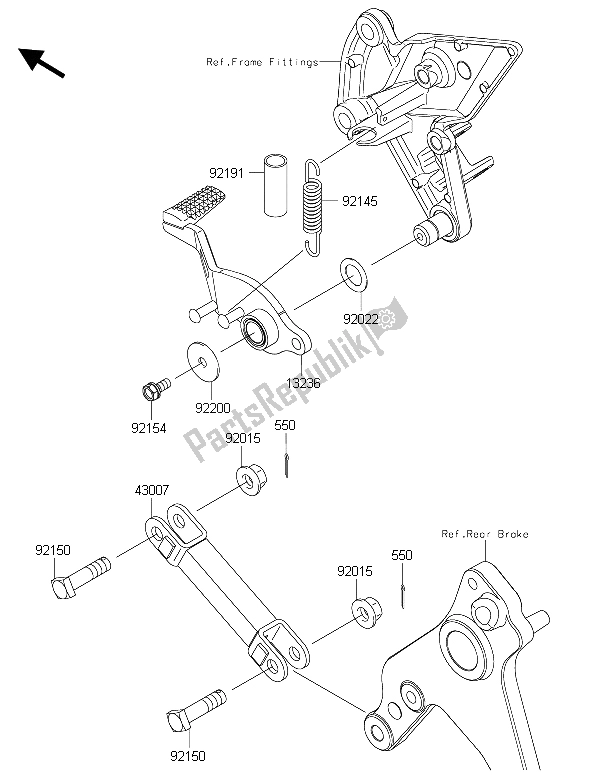 Tutte le parti per il Pedale Del Freno del Kawasaki Z 1000 2015