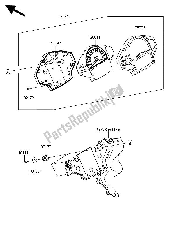 Toutes les pièces pour le Mètre du Kawasaki ER 6F 650 2012