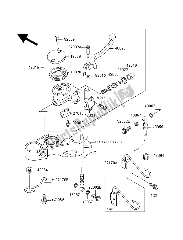 Tutte le parti per il Pompa Freno Anteriore del Kawasaki EN 500 1997