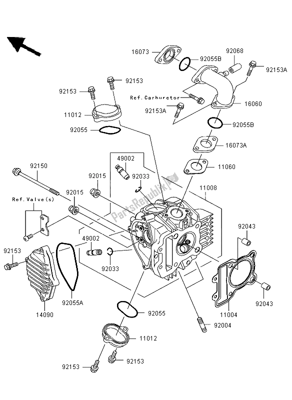 Todas las partes para Cabeza De Cilindro de Kawasaki KLX 110 2002