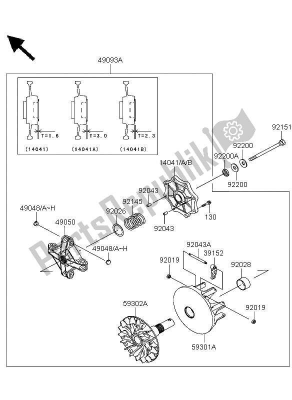 Todas las partes para Convertidor De Accionamiento de Kawasaki KVF 360 2004