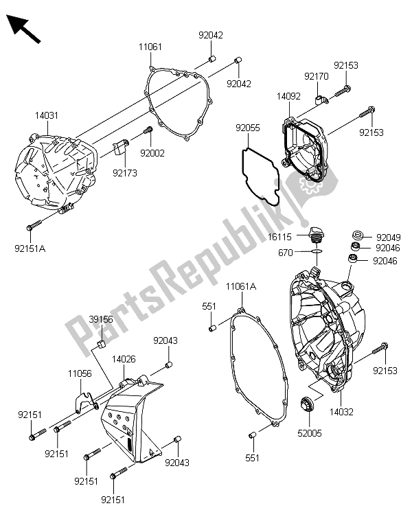 Tutte le parti per il Coperchio (i) Del Motore del Kawasaki Z 800 ABS DDS 2013