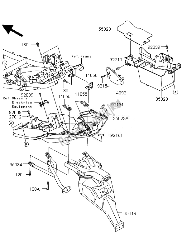 Toutes les pièces pour le Garde-boue Arrière du Kawasaki Versys 650 2011