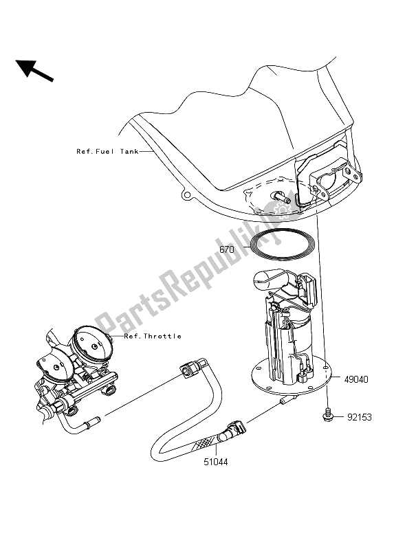 All parts for the Fuel Pump of the Kawasaki Z 1000 2011