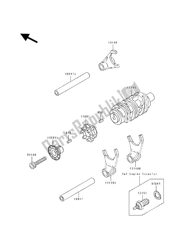 All parts for the Gear Change Drum & Shift Fork(s) of the Kawasaki KLX 250 1993