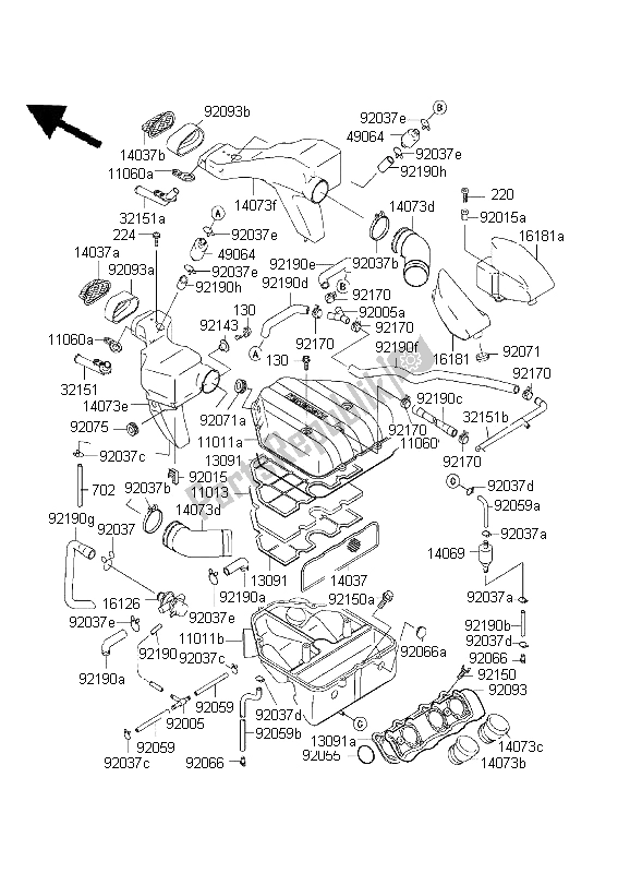 Wszystkie części do Od? Wie? Acz Powietrza Kawasaki ZZ R 600 2001