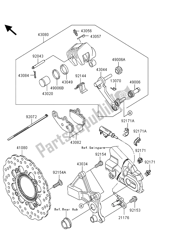 Tutte le parti per il Freno Posteriore del Kawasaki ER 6F ABS 650 2013