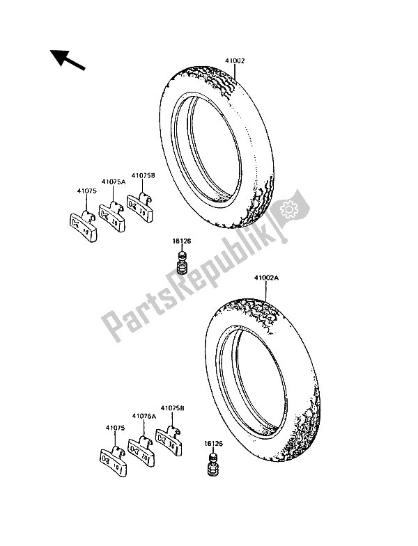 Tutte le parti per il Pneumatici del Kawasaki GT 550 1987