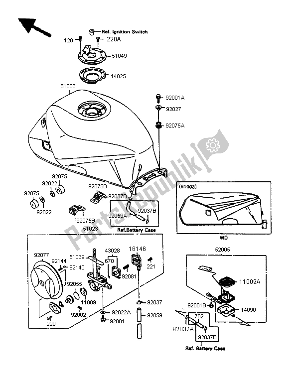 Tutte le parti per il Serbatoio Di Carburante del Kawasaki GPX 600R 1997