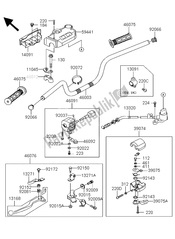 All parts for the Handlebar of the Kawasaki KLF 300 4X4 2004